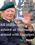 Bill Millin, the personal piper to Commander Lord Lovat, of 4 Commando, piped his men onto Sword beach against military regulations which banned musicians from travelling to the front. Millin’s role in the D-Day landings is well documented, with it said Germans chose not to shoot the piper simply because they thought he had gone mad.